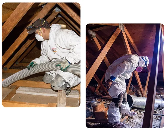 Workers in an attic